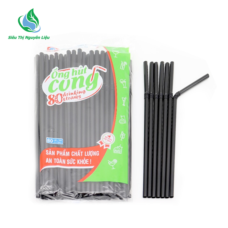 Ống Hút Đen Cong Phi 6 80 Cái