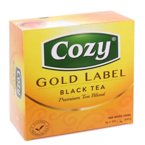 Cozy Trà Nhãn Vàng Gold Label hộp 200g gồm 100 gói