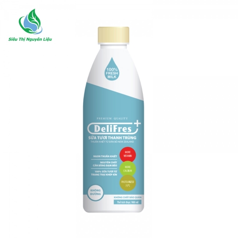 Sữa Tươi Thanh Trùng DeliFres+ Không Đường 900ml