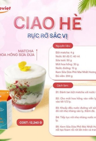 Công thức pha chế Matcha Hoa Hồng Sữa Dừa